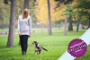 Woman walking dog