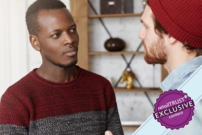 Two young men talking