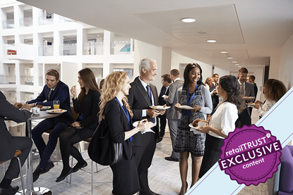 Networking scene in office