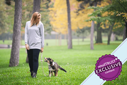 Woman walking dog