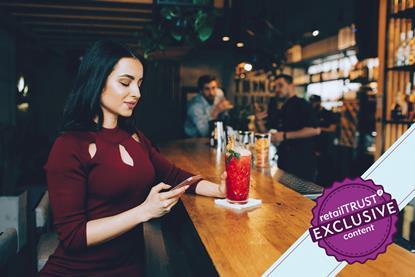 Woman alone at bar texting