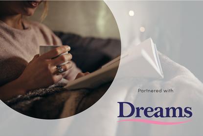 Dreams, lady relaxing in bed with a coffee and book